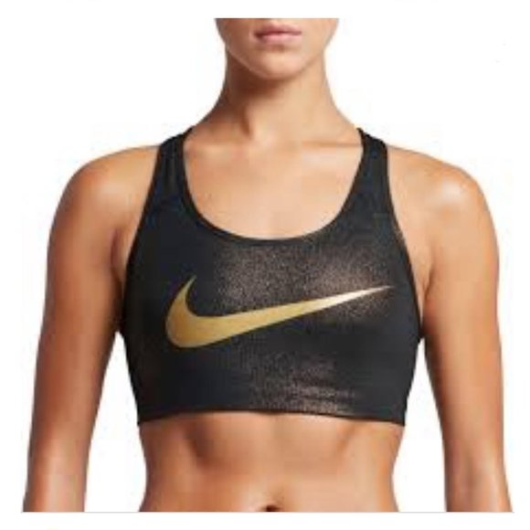 Nike black and gold sports bra Clearance